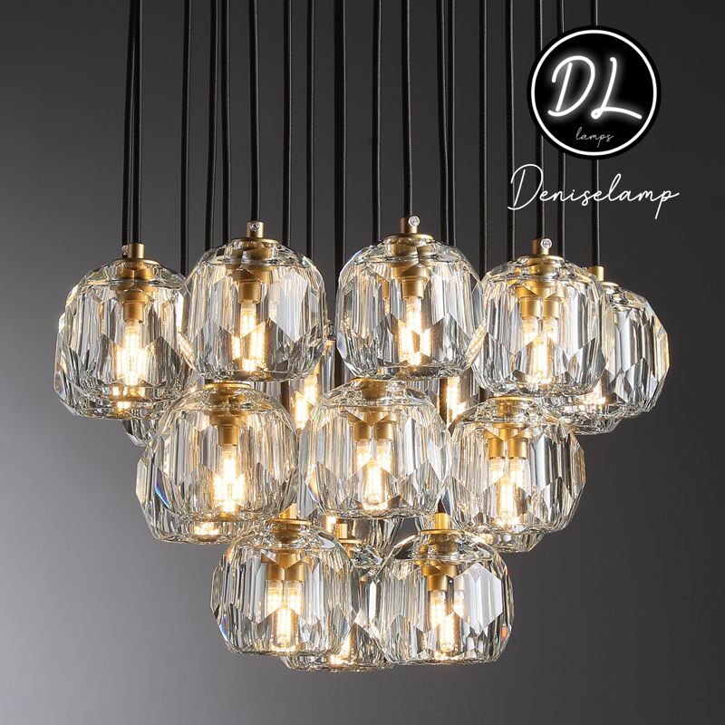 Dawn- Modern Design Hexagonal Crystal Ball Cluster Chandelier 14" / 18" / 24"