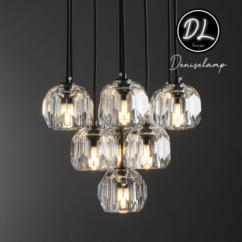 Dawn- Modern Design Hexagonal Crystal Ball Cluster Chandelier 14" / 18" / 24"