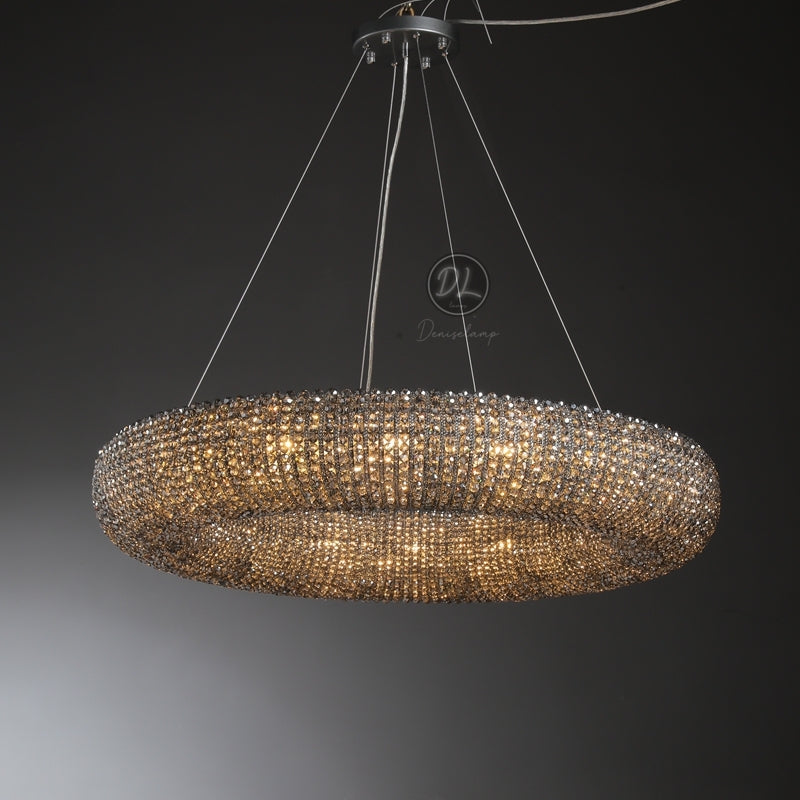 Customized Round Chandelier 59‘’- Full crystal, canopy 8''
