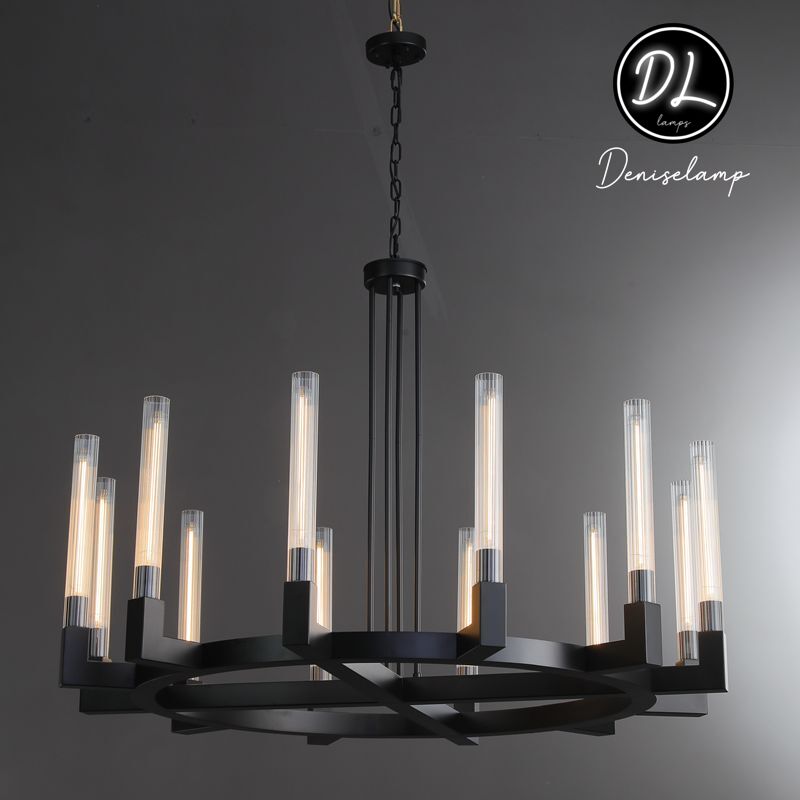 Elegance Modern Flow Stripe Round Chandelier 24"(Custom Size 6 Lights)36"/48"/60"/72"