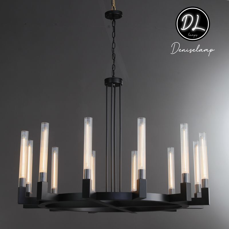 Elegance Modern Flow Stripe Round Chandelier 24"(Custom Size 6 Lights)36"/48"/60"/72"