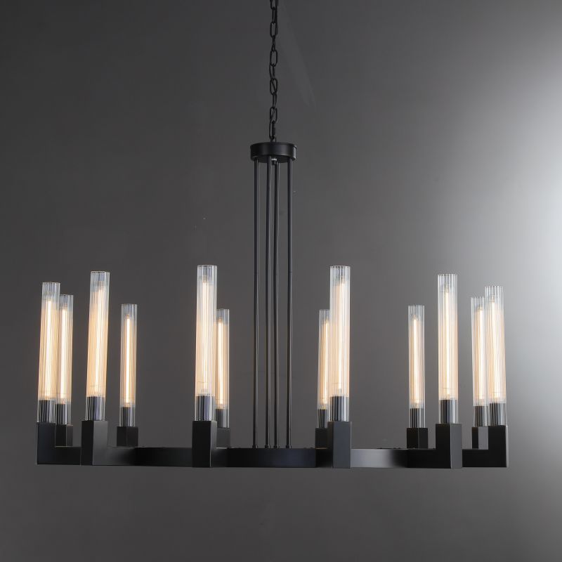 Elegance Modern Flow Stripe Round Chandelier 24"(Custom Size 6 Lights)36"/48"/60"/72"