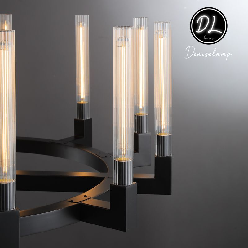 Elegance Modern Flow Stripe Round Chandelier 24"(Custom Size 6 Lights)36"/48"/60"/72"