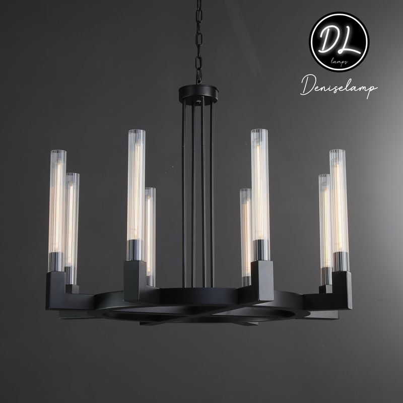Elegance Modern Flow Stripe Round Chandelier 24"(Custom Size 6 Lights)36"/48"/60"/72"
