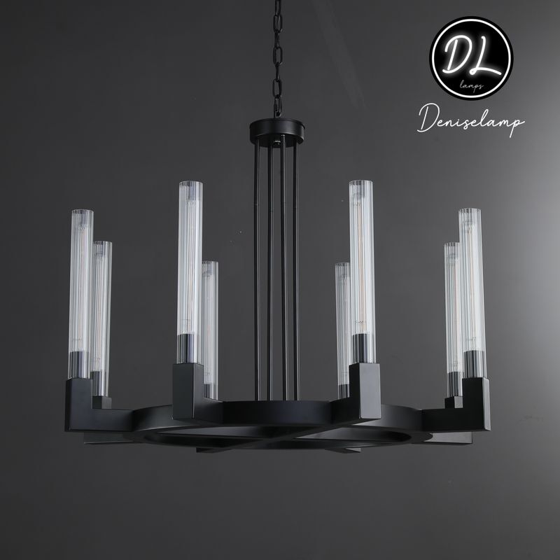 Elegance Modern Flow Stripe Round Chandelier 24"(Custom Size 6 Lights)36"/48"/60"/72"