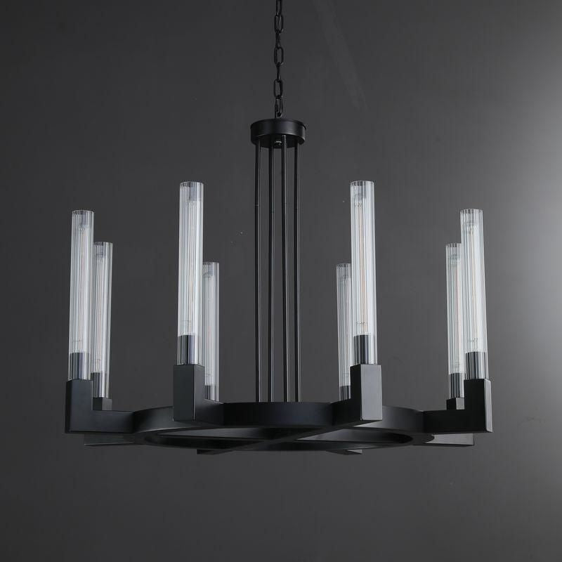 Elegance Modern Flow Stripe Round Chandelier 24"(Custom Size 6 Lights)36"/48"/60"/72"
