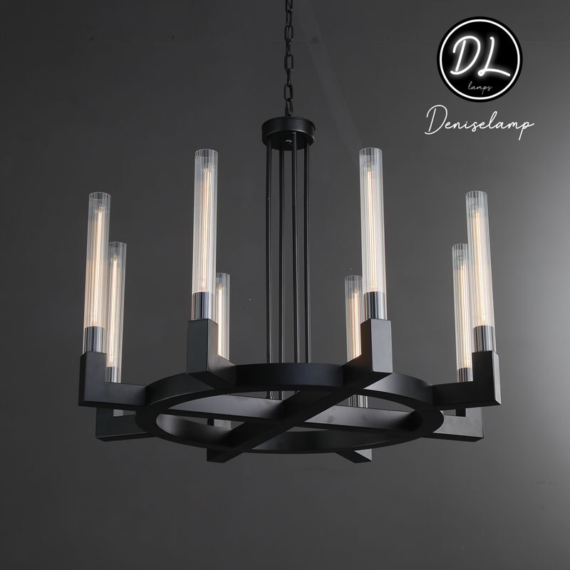 Elegance Modern Flow Stripe Round Chandelier 24"(Custom Size 6 Lights)36"/48"/60"/72"