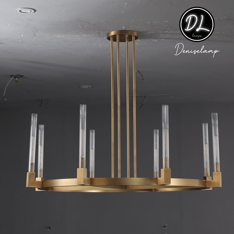 Elegance Modern Flow Stripe Round Chandelier 24"(Custom Size 6 Lights)36"/48"/60"/72"