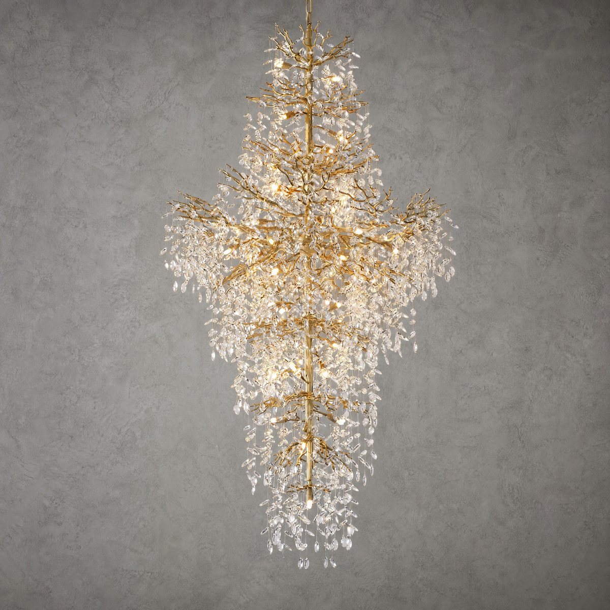 Marquise Double-Layer Branch Staircase Chandelier 2300 - Gold