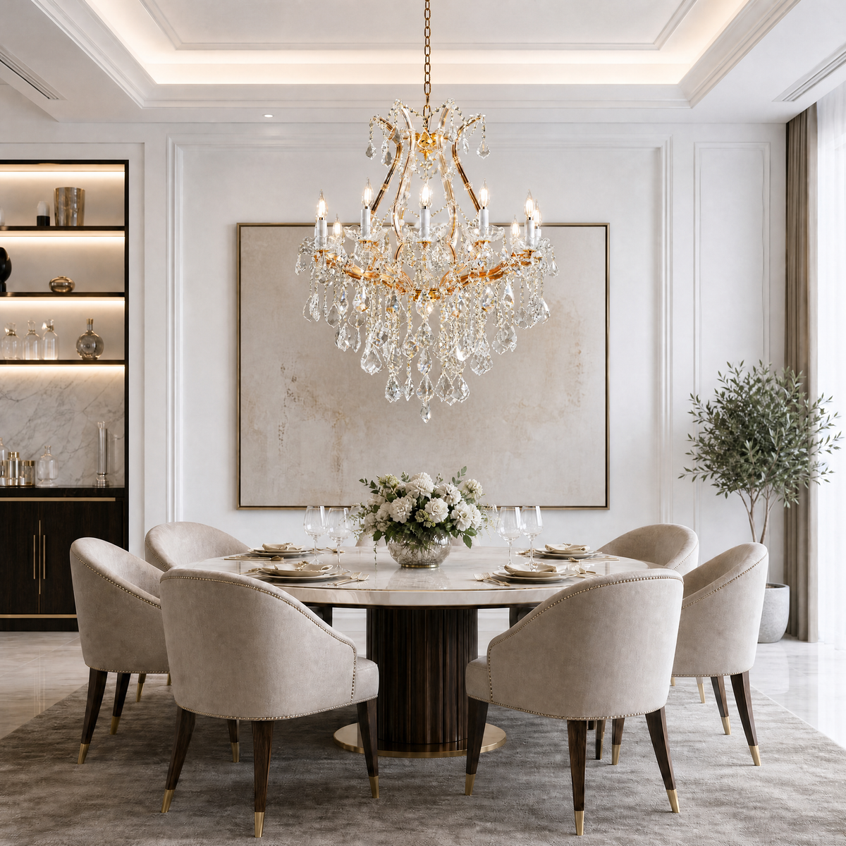 28.3" 12-Light Maria Theresa Crystal Chandelier - Gold