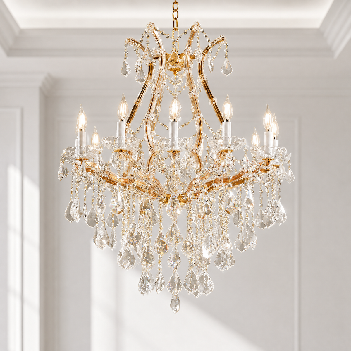 28.3" 12-Light Maria Theresa Crystal Chandelier - Gold