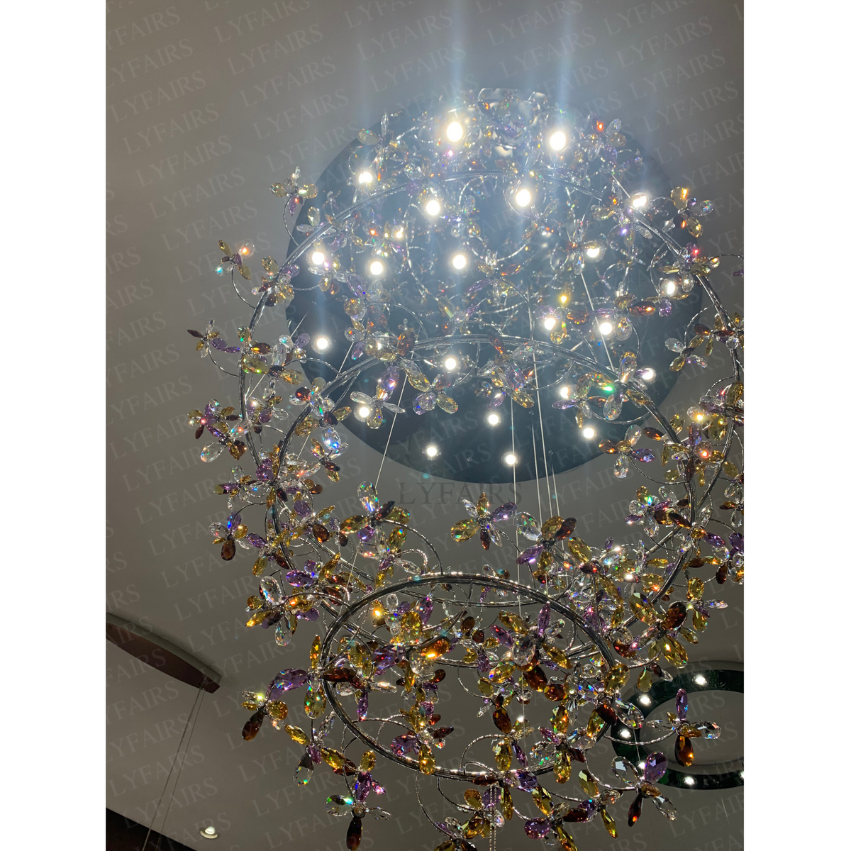 Modern Luxury 1/2/3-Tier Floral Crystal Ring Chandelier for Living Room/Staircase/Foyer