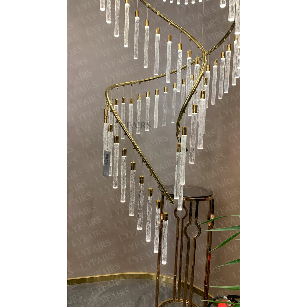 Luxury Spiral Bubble Crystal Chandelier for High Ceiling