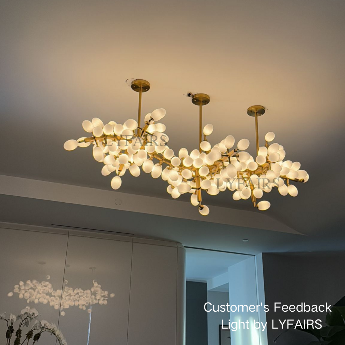 Contemporary Art Style Luxury White Grape Chandelier