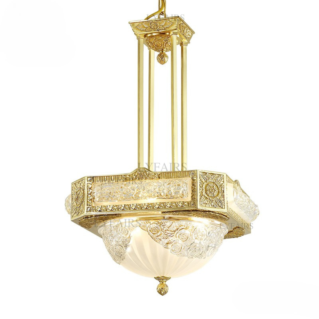 Byzantine Style Carved Glass Chandelier