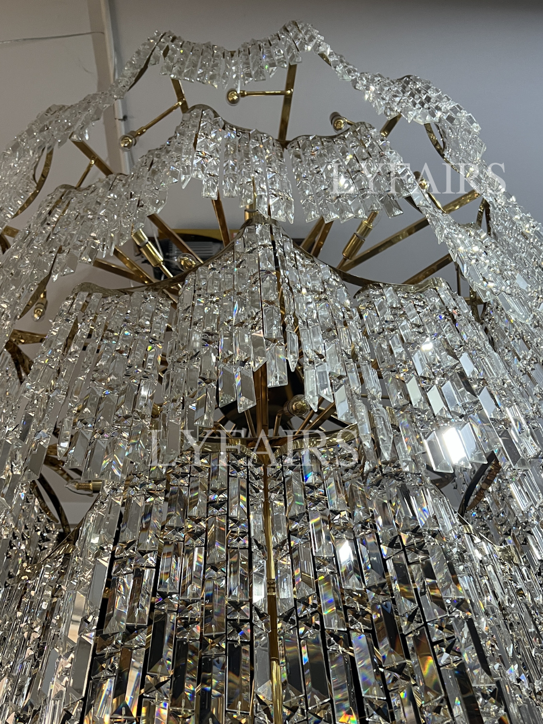 Oversized European Multi-layers Golden Luxury Crystal Chandelier Villa/High-ceiling/Foyer