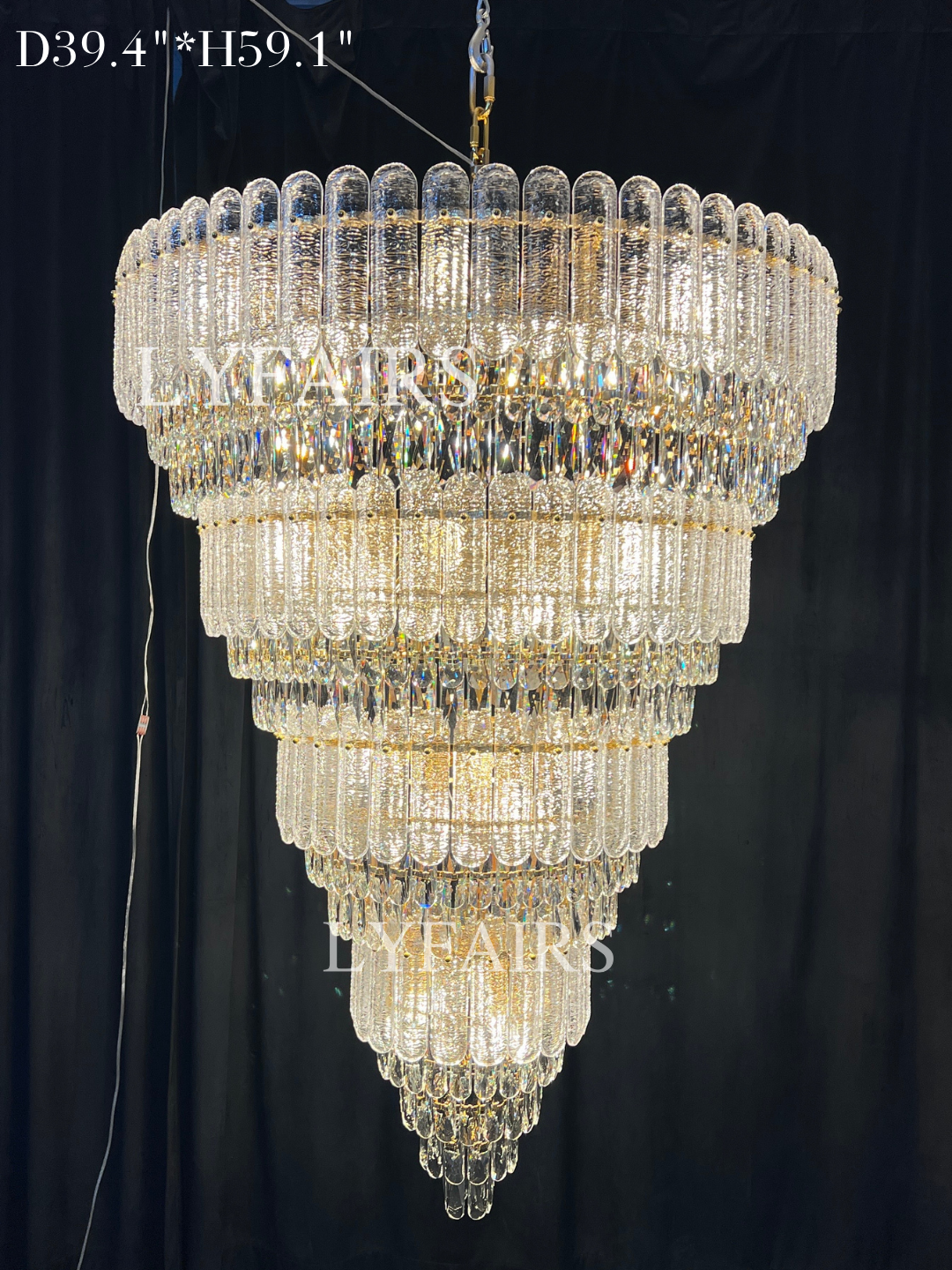 Oversized Multi-layers Luxury Gold Crystal Chandelier For Large Foyer/Hallway/Entryway