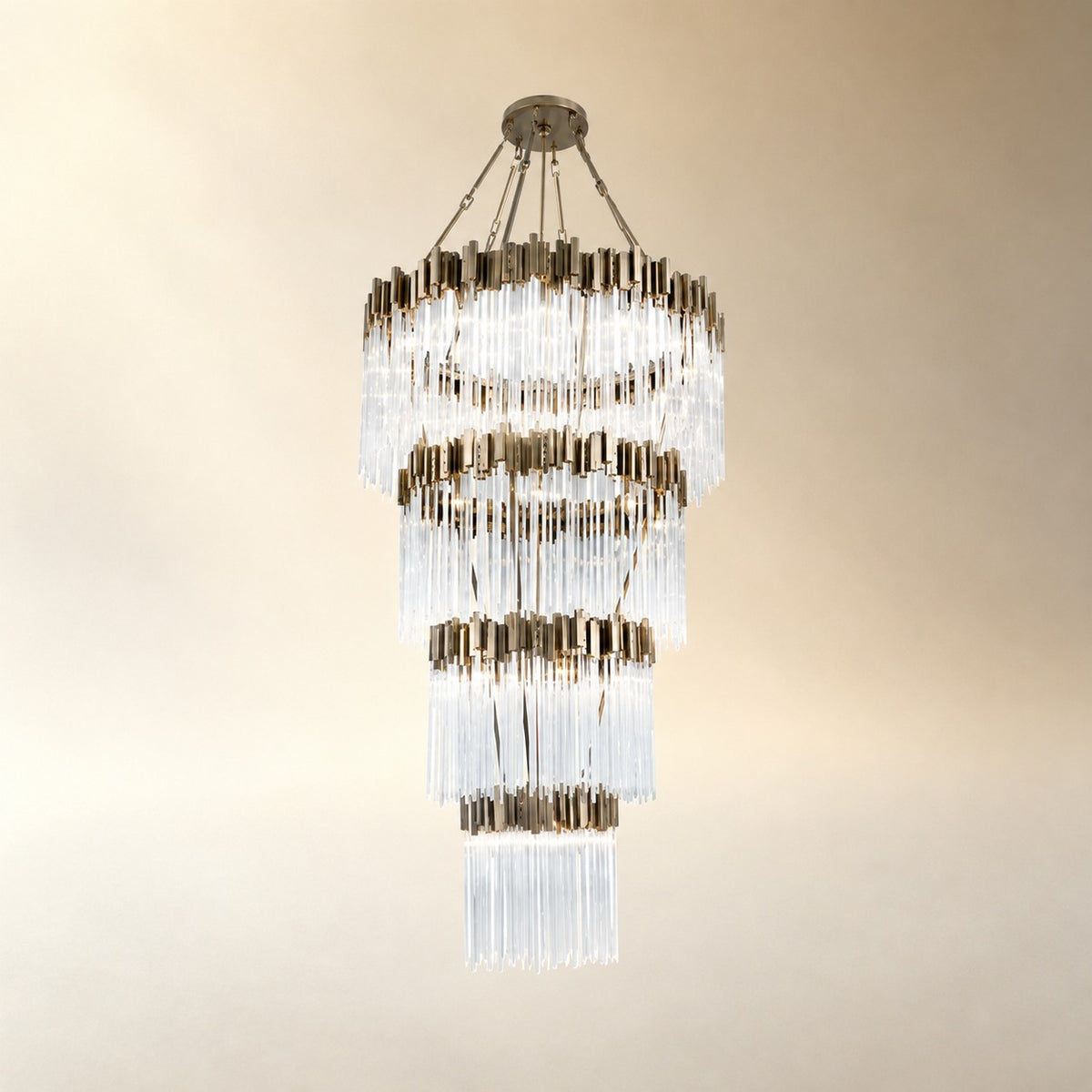 Large Elegant Multi-layers Glam Glass Chandelier for High-ceiling Staircase/Entryway/Living/meeting Room