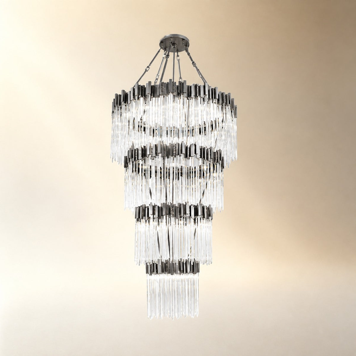 Large Elegant Multi-layers Glam Glass Chandelier for High-ceiling Staircase/Entryway/Living/meeting Room