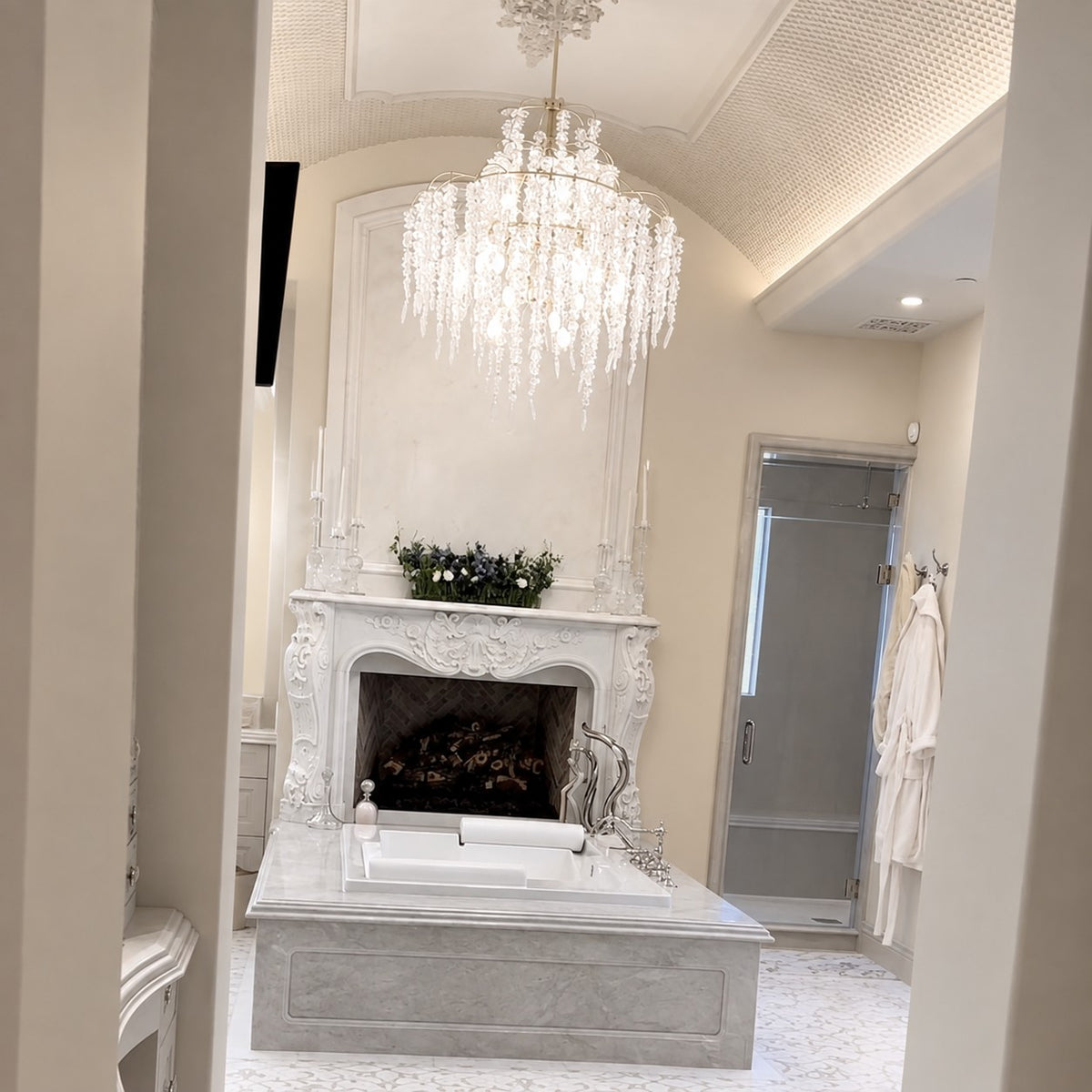 Light Luxury Elegant Sliver Flower Branch Chandelier For Living/Dinning/Bedroom Room/Hallway
