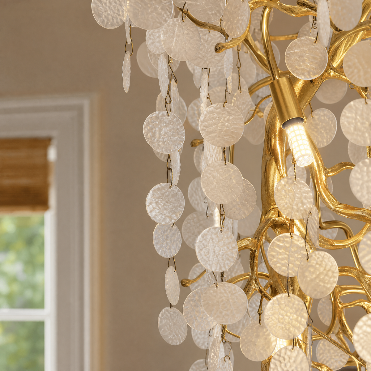 Cascading Gold Crystal Tiered Chandelier for High Ceilings