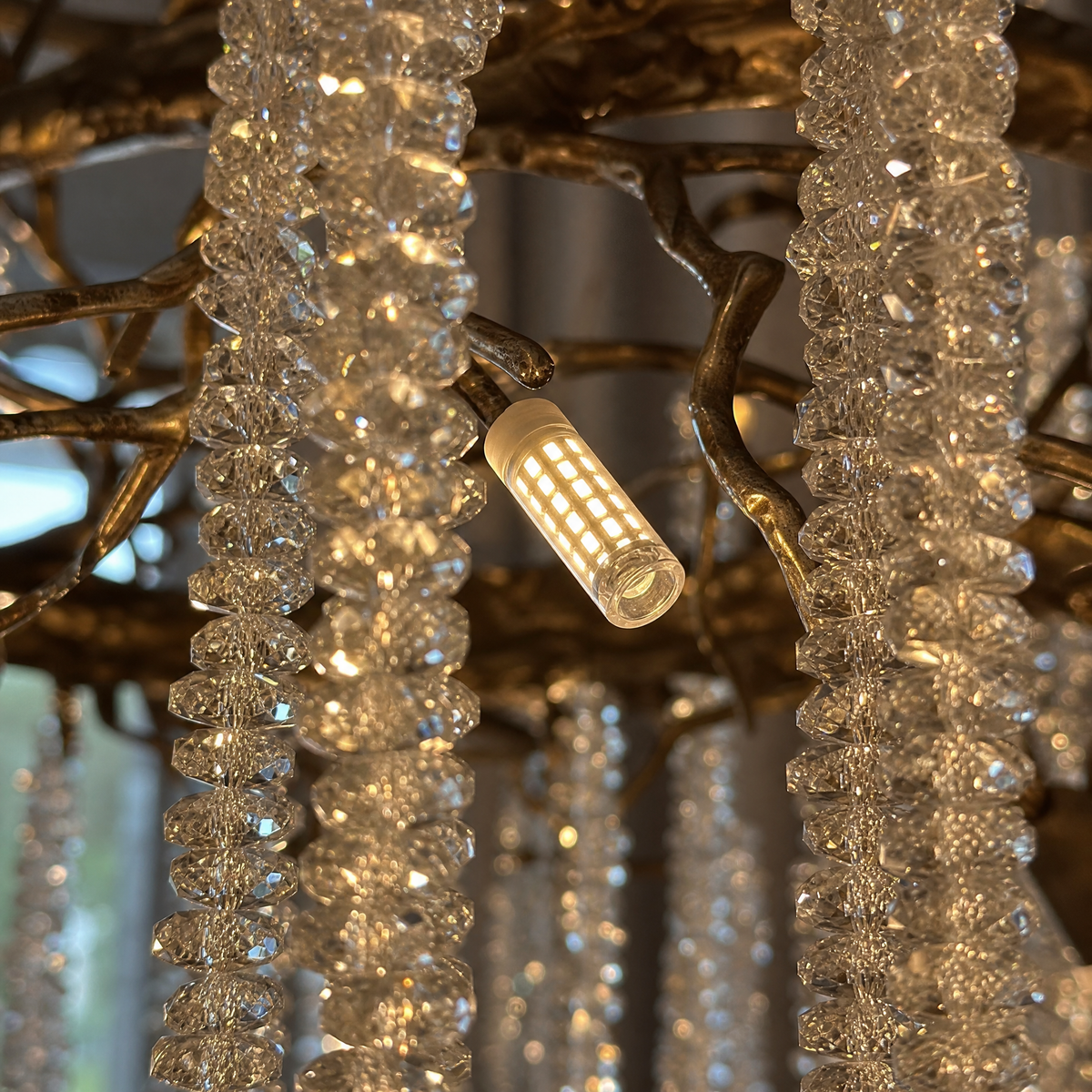 Antique Gold Crystal Branch Chandelier for Dining Room