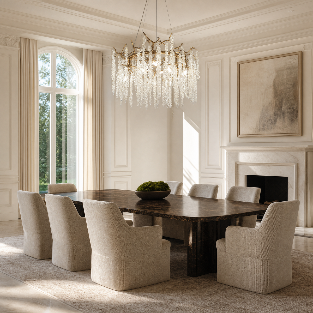 Antique Gold Crystal Branch Chandelier for Dining Room