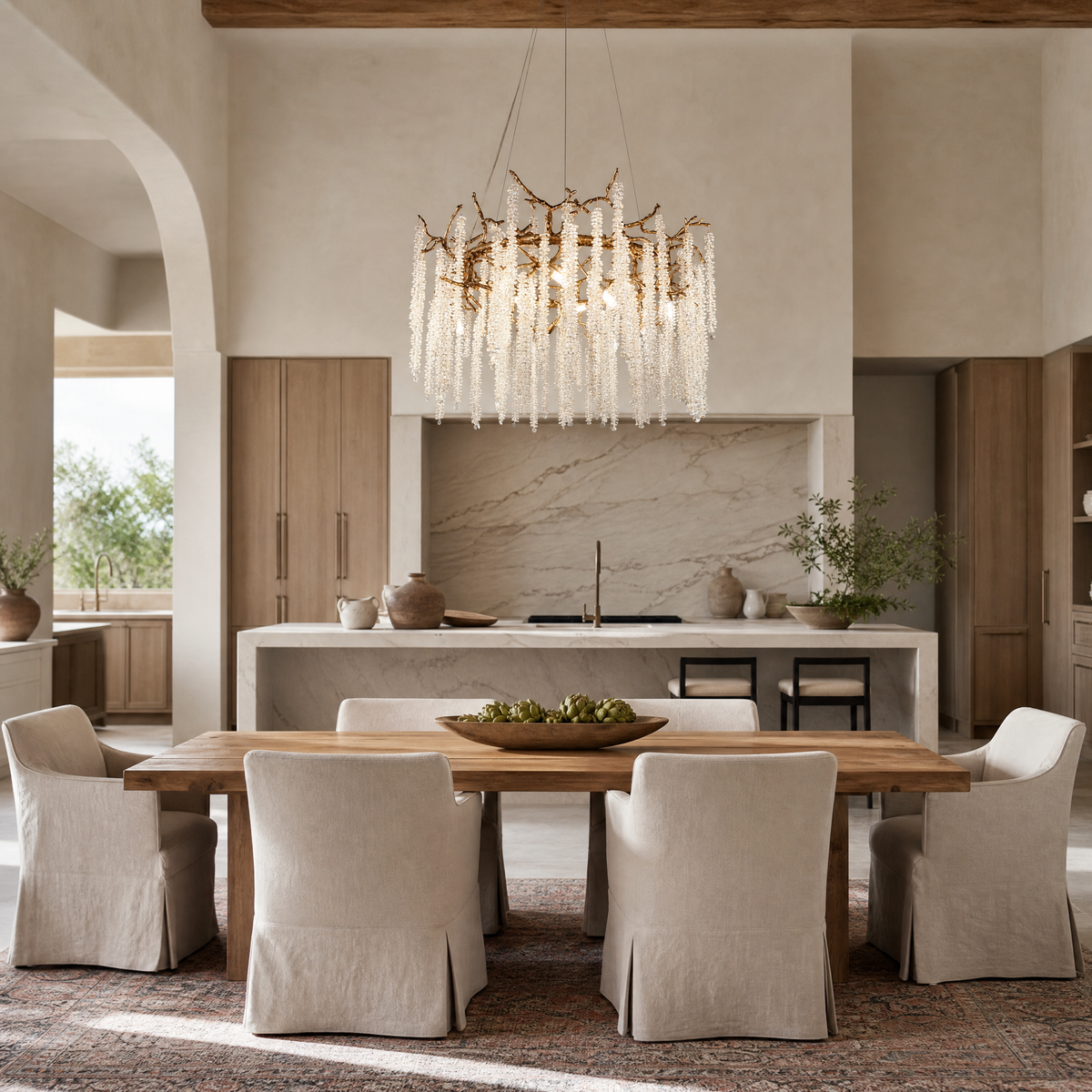 Antique Gold Crystal Branch Chandelier for Dining Room