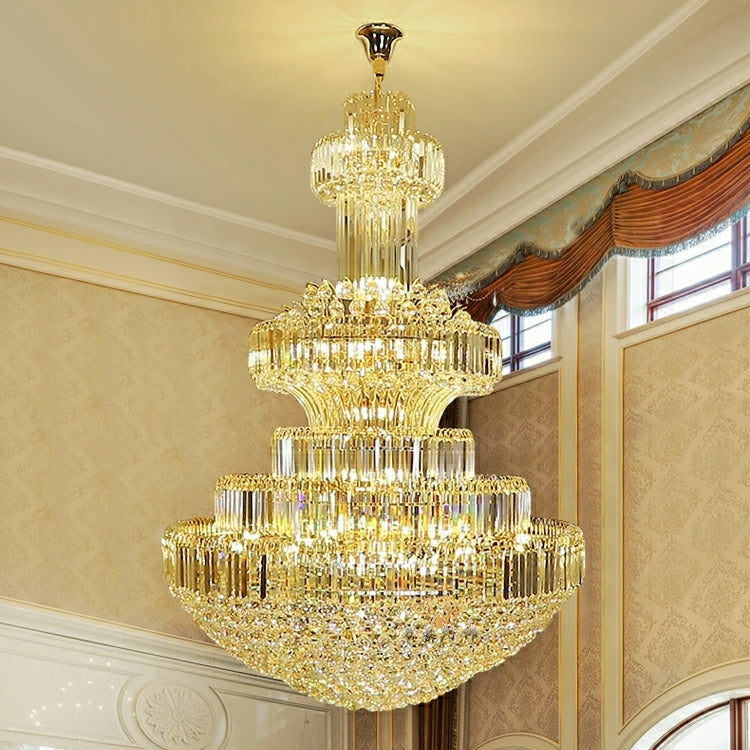 Oversized Customization D98.4"*H137.8" Modern Gold Foyer Extra Large Royal Crystal Chandeliers Round Luxury High Ceiling Light Fixture For Hall Entrance Castle Lobby