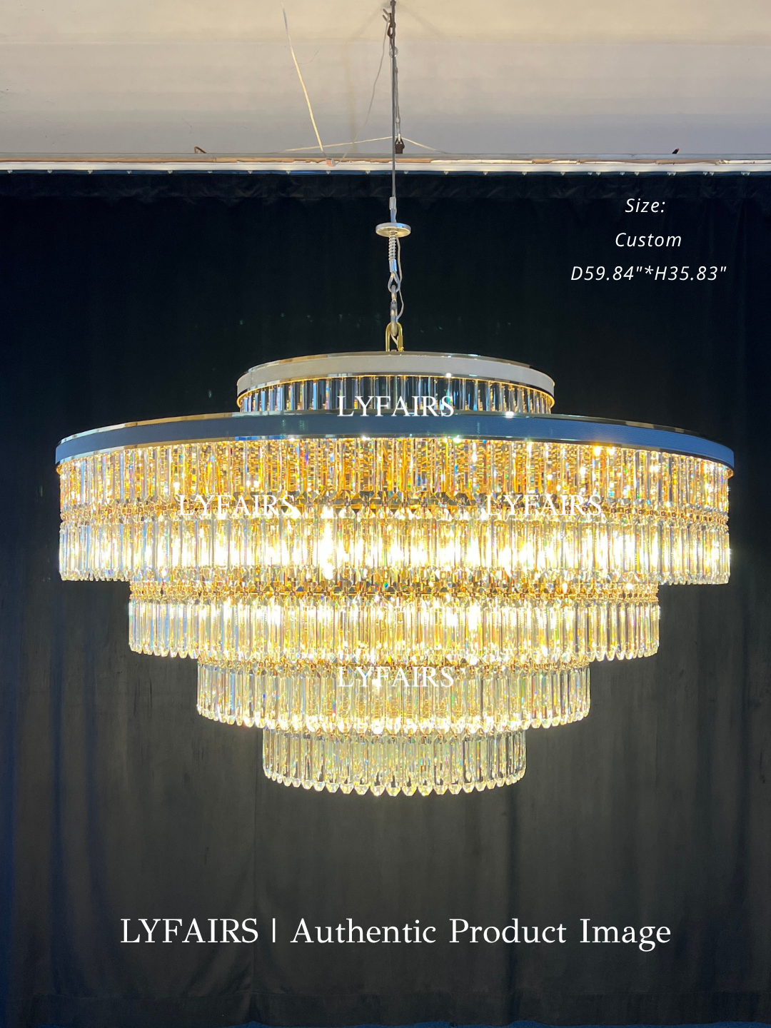 Modern Multi-tier Round Crystal Chandelier with White Leather for Foyer/Living Room/Staircase