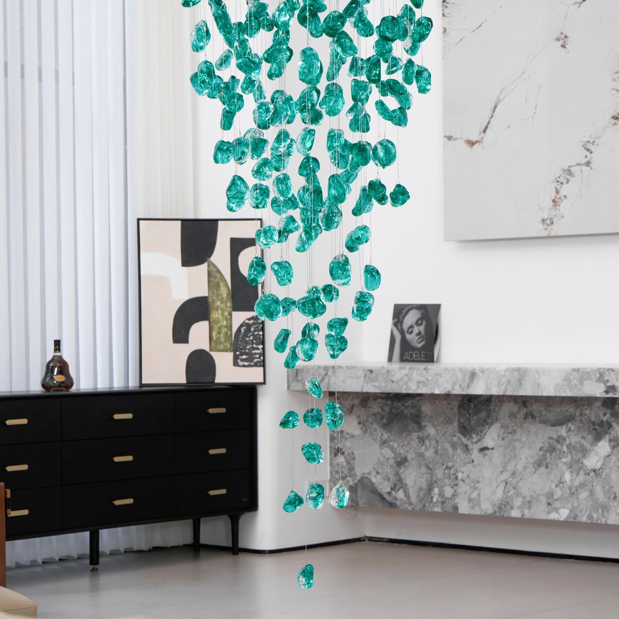 Crystal Stone Crystal Spiral Chandelier