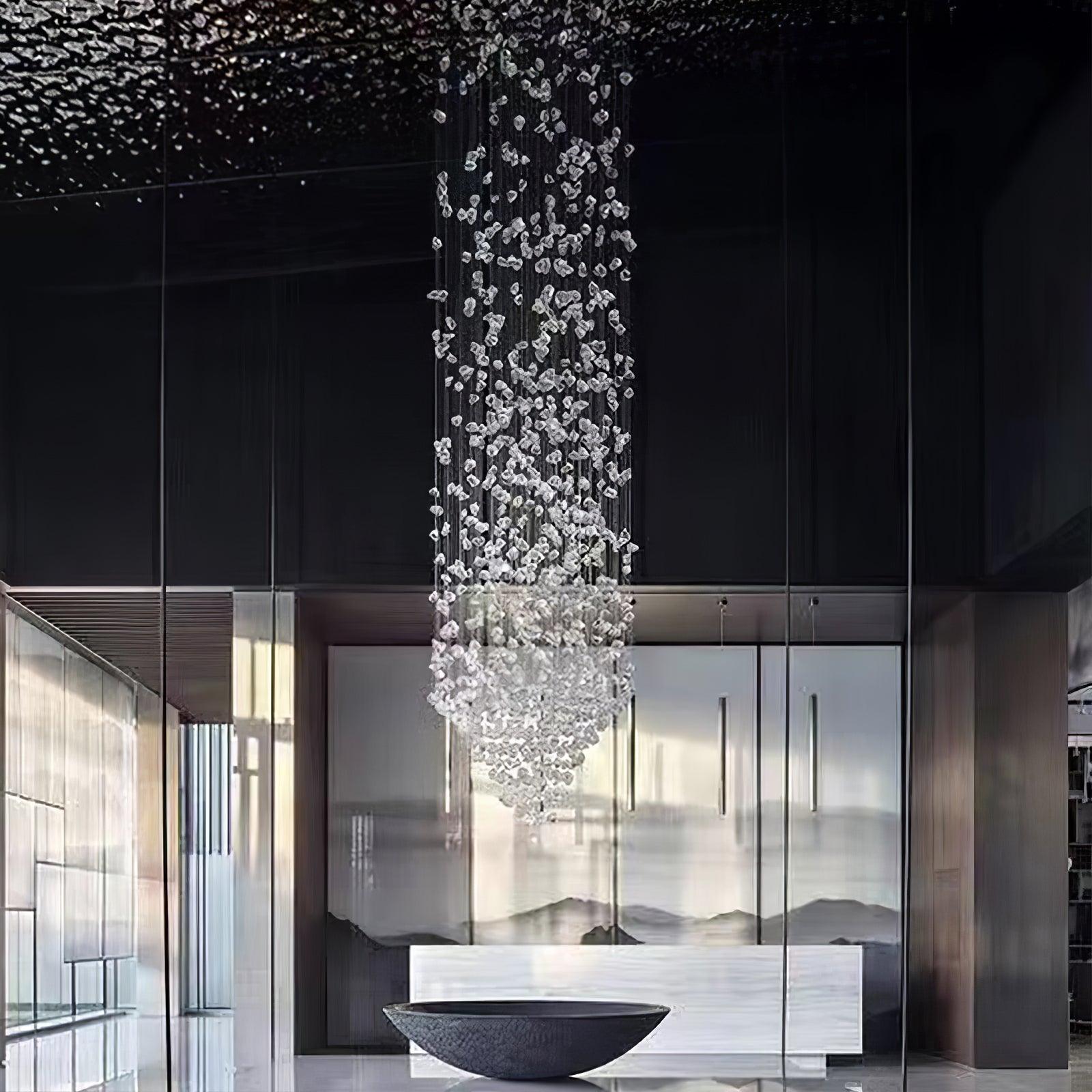 Crystal Stone Crystal Spiral Chandelier