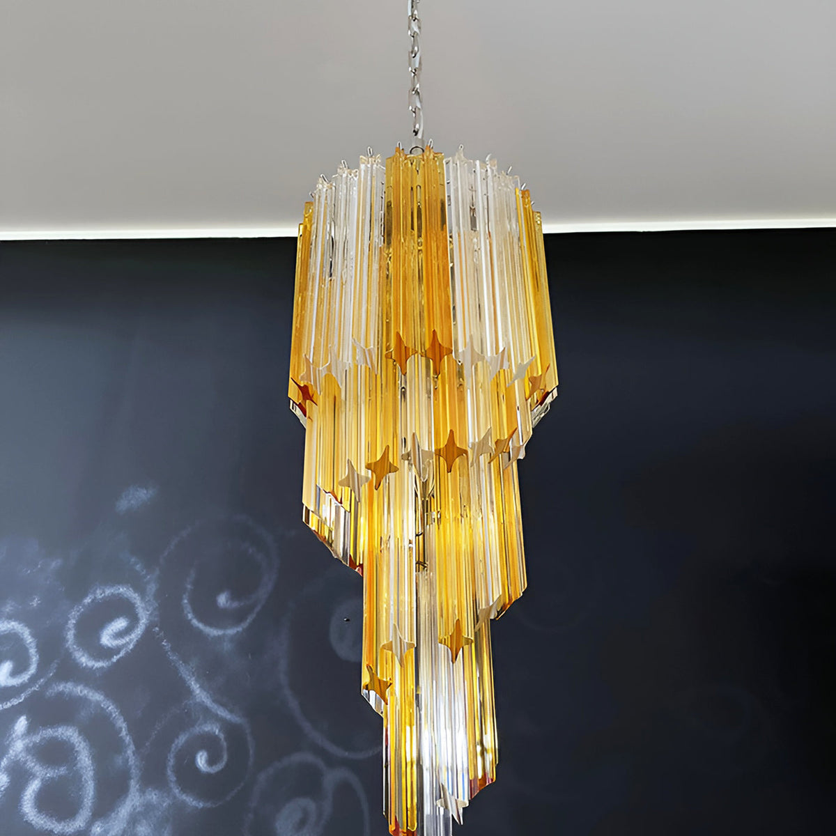 Spiral Prism Glass Chandelier