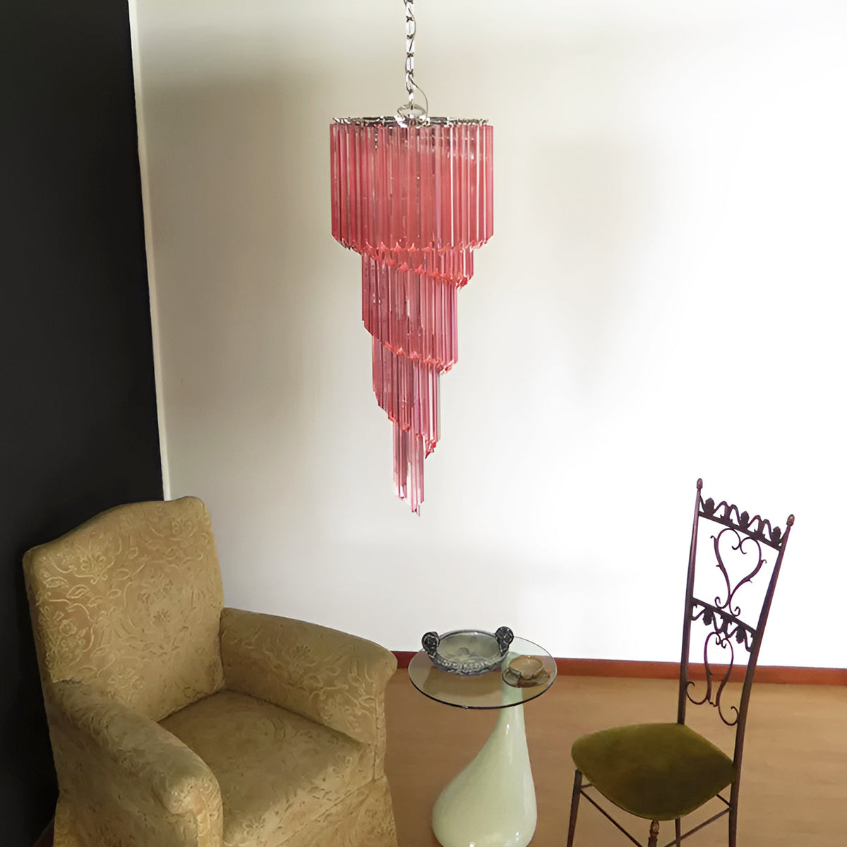 Spiral Prism Glass Chandelier