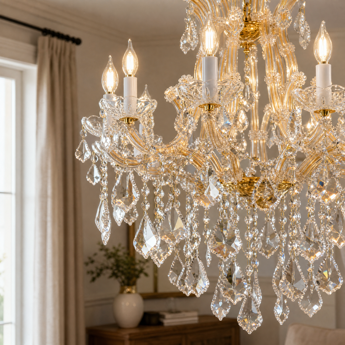 30" 10-Light Maria Theresa Crystal Chandelier - Gold