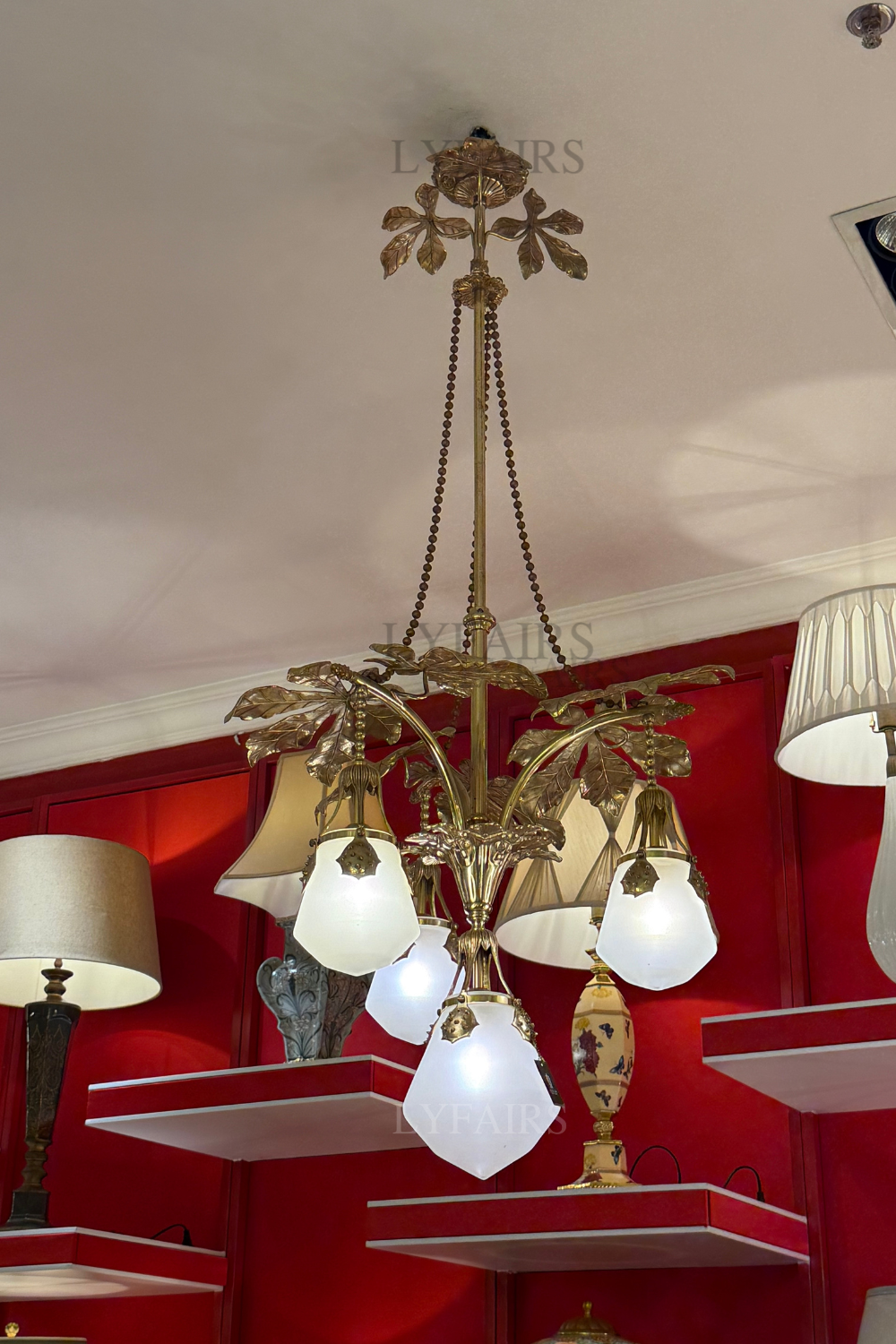 Brass Leaves Fruit-inspired Glass Chandelier