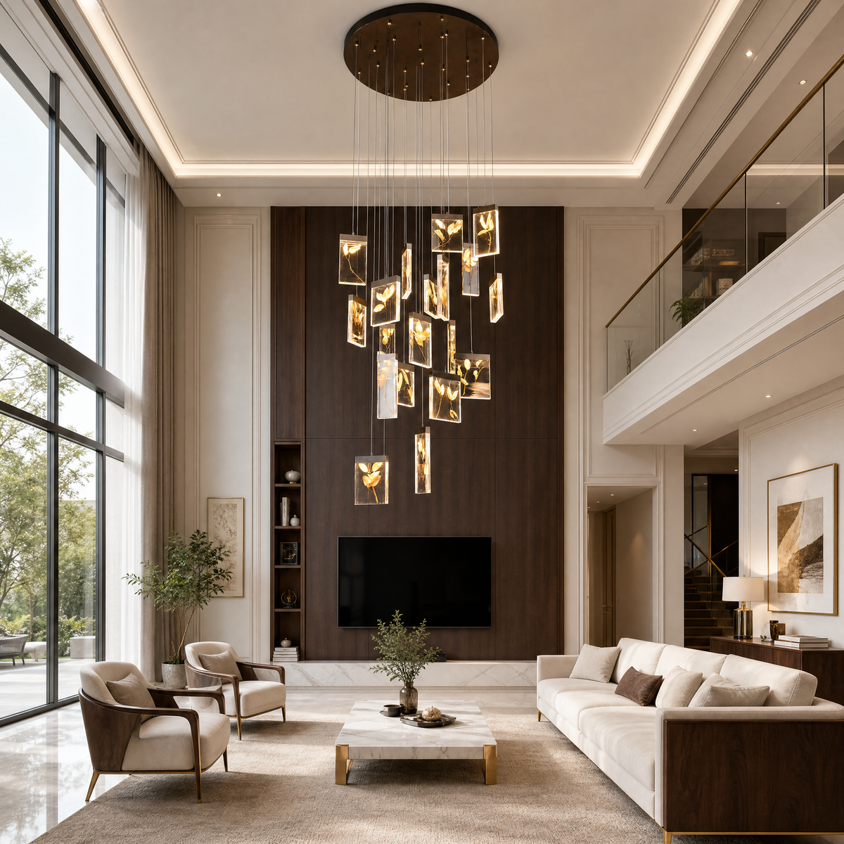 Purple Mountain Modern Sculptural Pendant Light