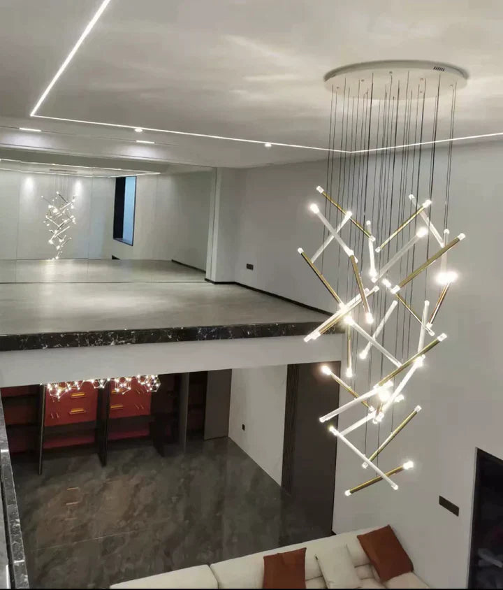 Modern Italian Creative Art Sticks Ceiling Chandelier for Living Room/Staircase/Hotel Lobby, round ,rectangle, extra large , oversized, sticks, acrylic, adjustable, foyer, duplex