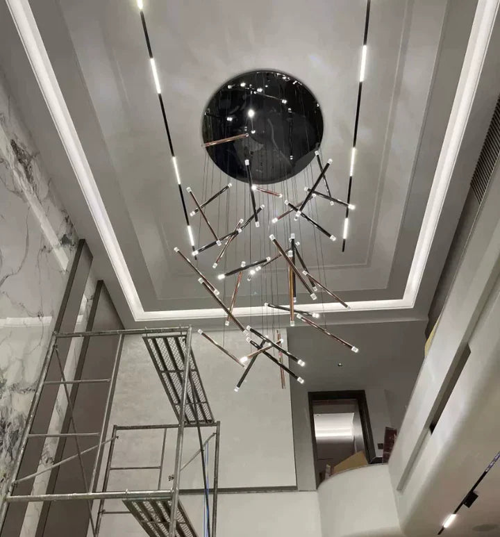 Modern Italian Creative Art Sticks Ceiling Chandelier for Living Room/Staircase/Hotel Lobby, round ,rectangle, extra large , oversized, sticks, acrylic, adjustable, foyer, duplex