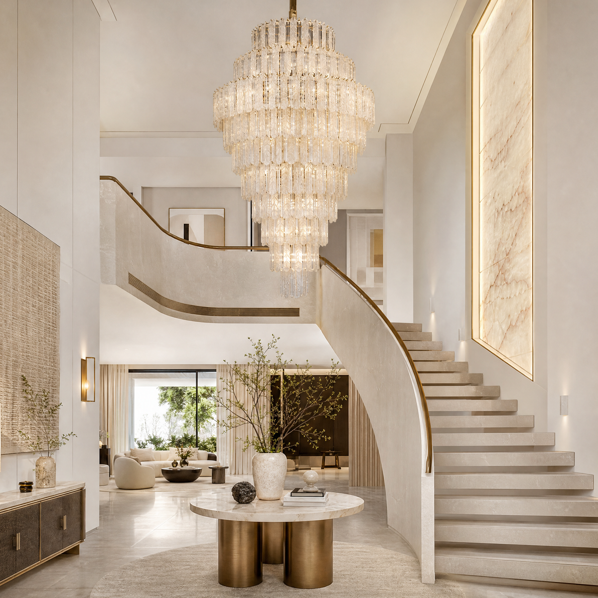 Quadro Glass Rod Crown Chandelier