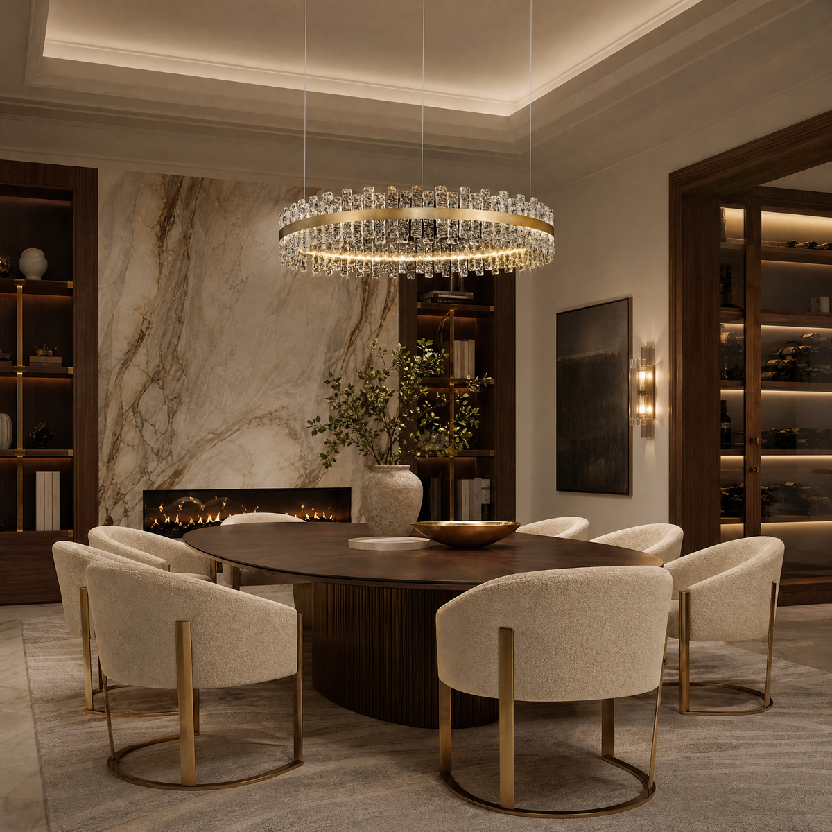 Brushed Gold Glass Fringe Modern Chandelier