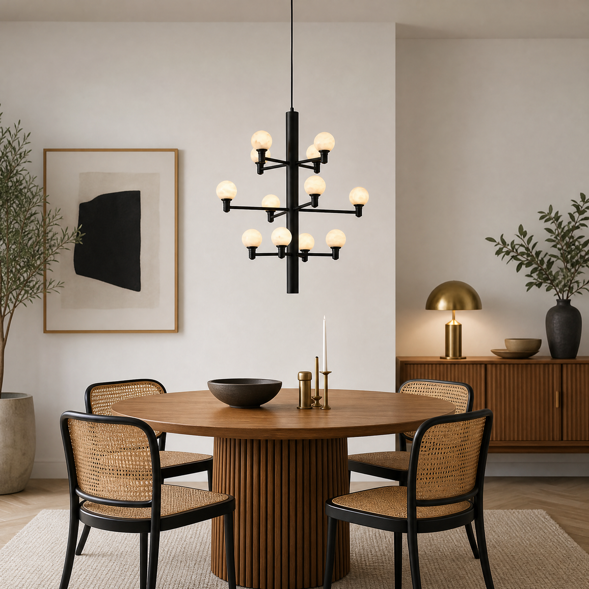 Aelis Globe Black Alabaster Chandelier