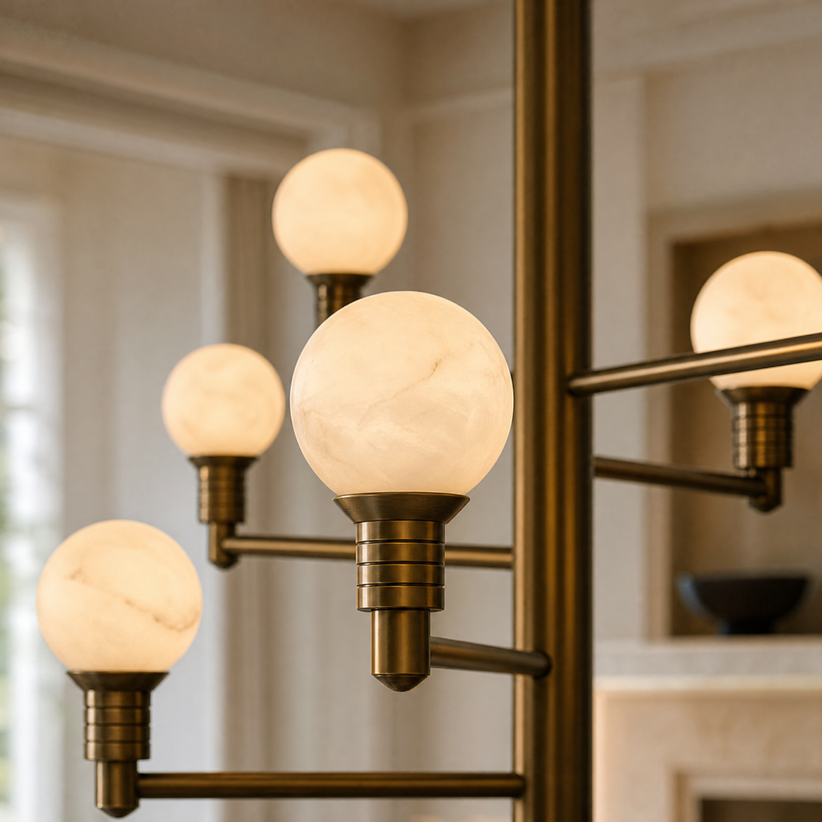 Aelis Modern Large Alabaster Globe Chandelier