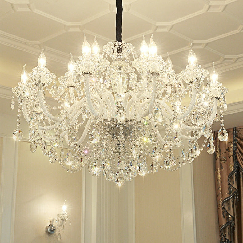 Rustic Antique European Candle Crystal Chandelier Popular Farmhouse Ceiling Light Fixture For Living Room