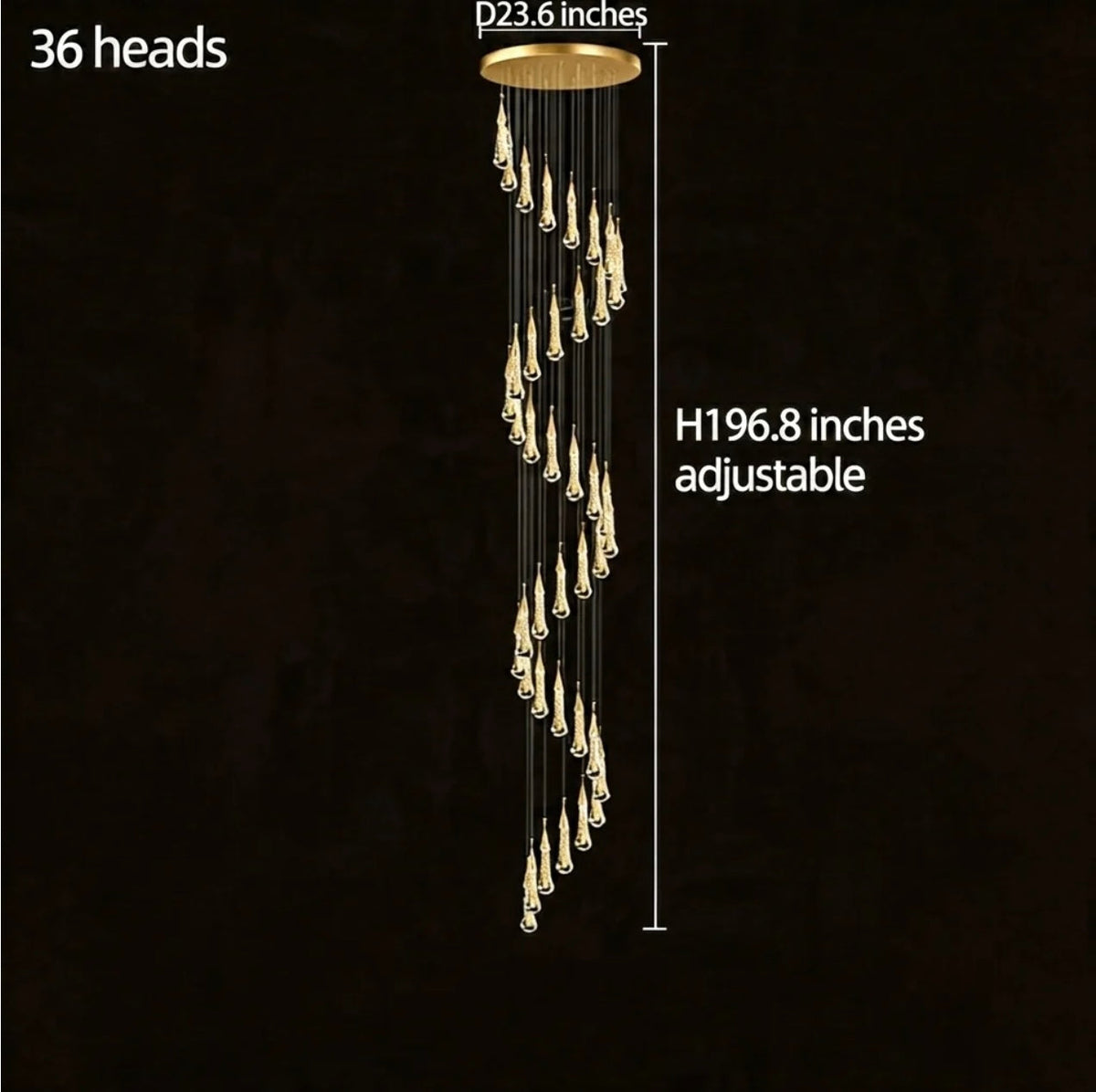 Modern Gold Chandelier Pendant Light Hanging Aluminum LED Fixture for Dining Room Illumination