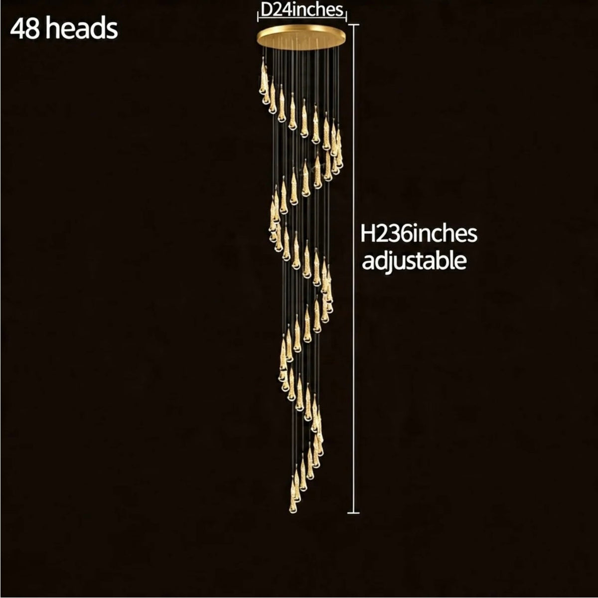 Modern Gold Chandelier Pendant Light Hanging Aluminum LED Fixture for Dining Room Illumination