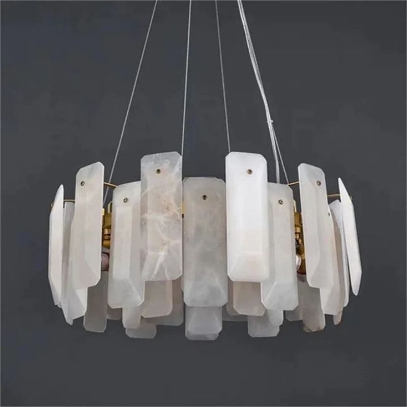 Abriel Modern Solid Brass Alabaster Round Chandelier