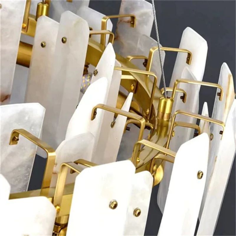 Abriel Modern Solid Brass Alabaster Round Chandelier