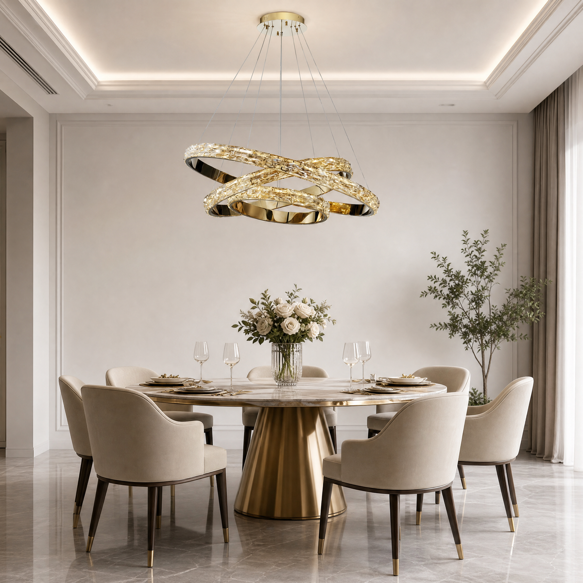 Ariis Triple Ring Crystal Chandelier