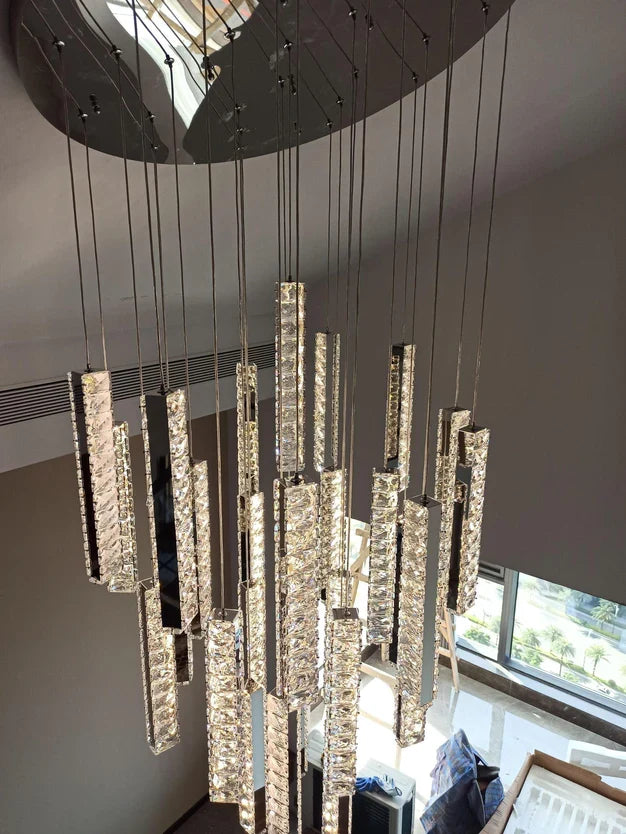 Extra Large Modern Spiral Crystal Ceiling Light Decoration for Staircase/ High Ceiling Living Room/ Hotel Lobby/ Hallway